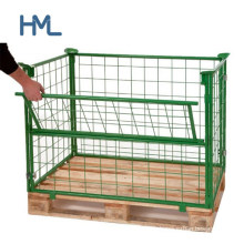 Folding Stacking Wire Cage with Wooden Pallets